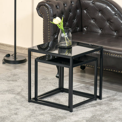 immagine-8-easycomfort-easycomfort-set-2-tavolini-da-salotto-quadrati-moderni-in-acciaio-e-vetro-temperato-nero