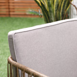 easycomfort easycomfort set da 4 pezzi in rattan pe 2 sedie divano 2 posti e tavolino in vetro temperato