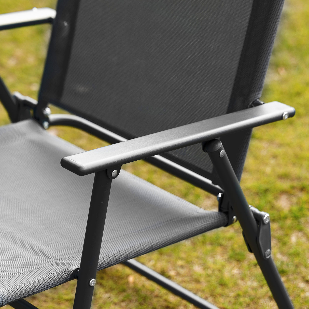 easycomfort easycomfort set da giardino 5 pezzi con 4 sedie pieghevoli e tavolo in metallo e vetro temperato nero