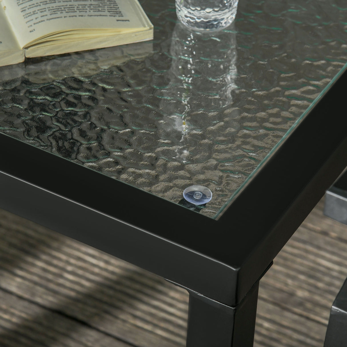 easycomfort easycomfort set da giardino con 2 sedie a sdraio reclinabili imbottite e tavolino in vetro grigio