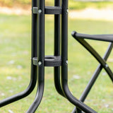 easycomfort easycomfort set da giardino da 3 pezzi con 2 sedie pieghevoli e tavolino in vetro temperato per esterni nero