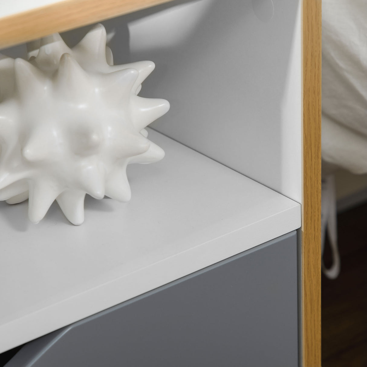 easycomfort easycomfort set di 2 comodini moderni con cassetto e ripiano in mdf 36 8x33x43 8cm bianco e grigio