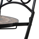 easycomfort easycomfort set mobili da giardino 3 pezzi con 2 sedie pieghevoli e tavolo da caffe in ceramica e metallo nero