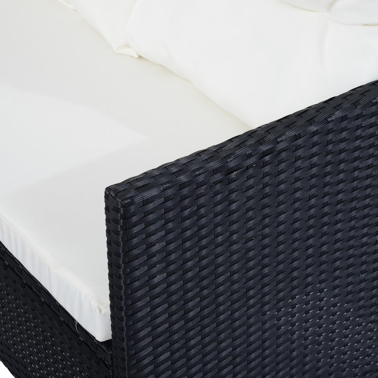 easycomfort easycomfort set mobili in pe rattan da esterno giardino 6 pezzi divano con cuscini e tavolino nero