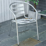 easycomfort easycomfort set tavolino e 2 sedie da esterno e giardino in alluminio e acciaio inox