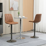 easycomfort easycomfort sgabello regolabile vintage da bar e cucina set 2 pezzi con poggiapiedi base in acciaio e rivestimento in pelle 45x54x96 117cm marrone e grigio