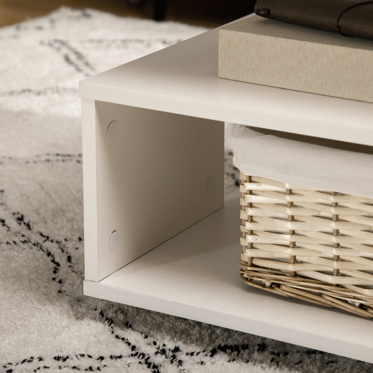 easycomfort easycomfort tavolino da caffe asimmetrico in legno con ripiani e piedini regolabili 60x60x45cm bianco