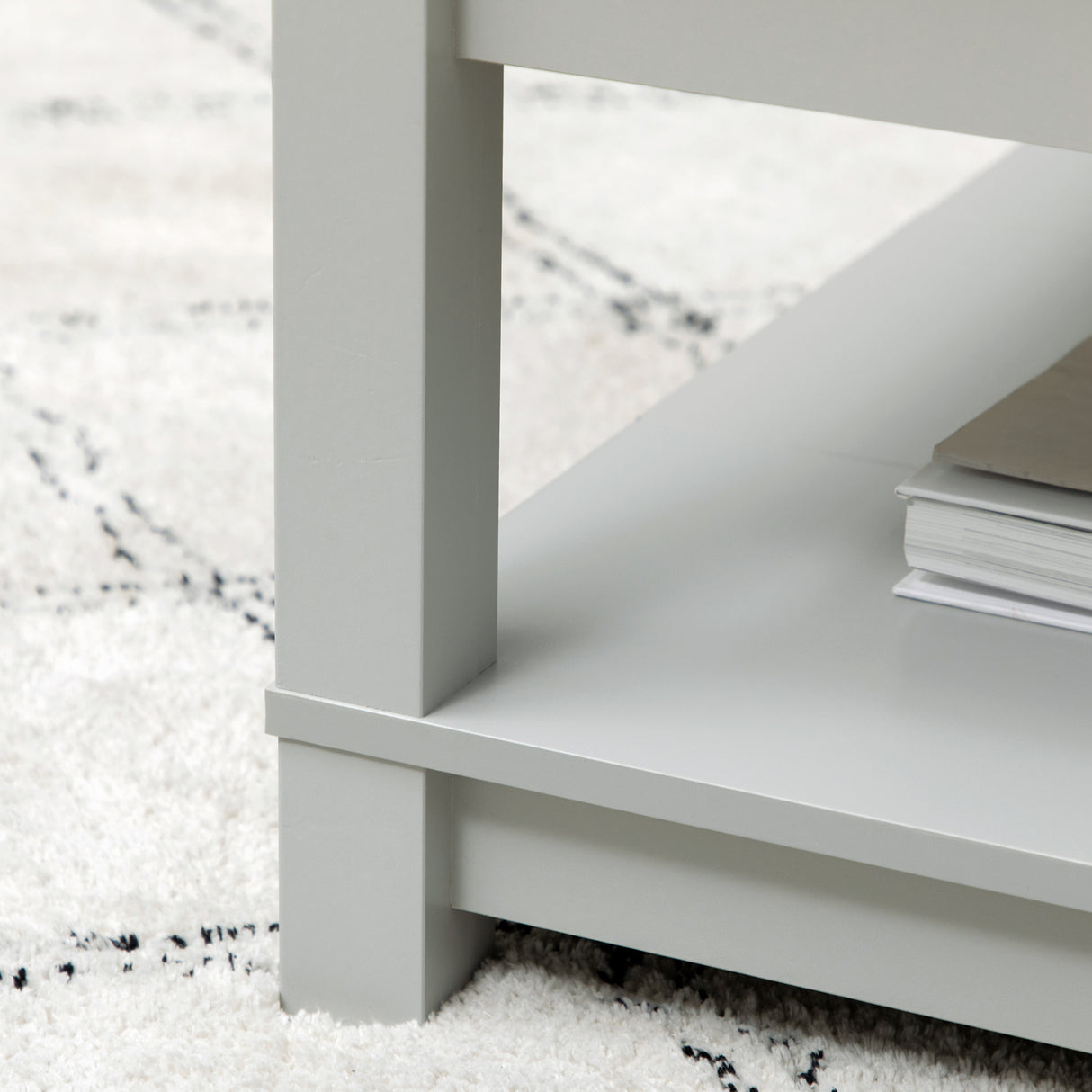 easycomfort easycomfort tavolino da caffe moderno in truciolato con ripiano aperto 80x80x42 5 cm grigio e color legno