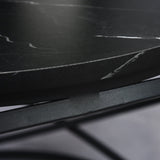 easycomfort easycomfort tavolino da caffe piano dappoggio rotondo con effetto marmo e struttura di design in metallo nero 72 x 48cm ean 8054144133317