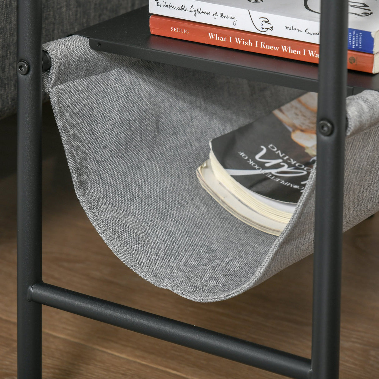 easycomfort easycomfort tavolino da salotto con mensola rimovibile in tessuto grigio