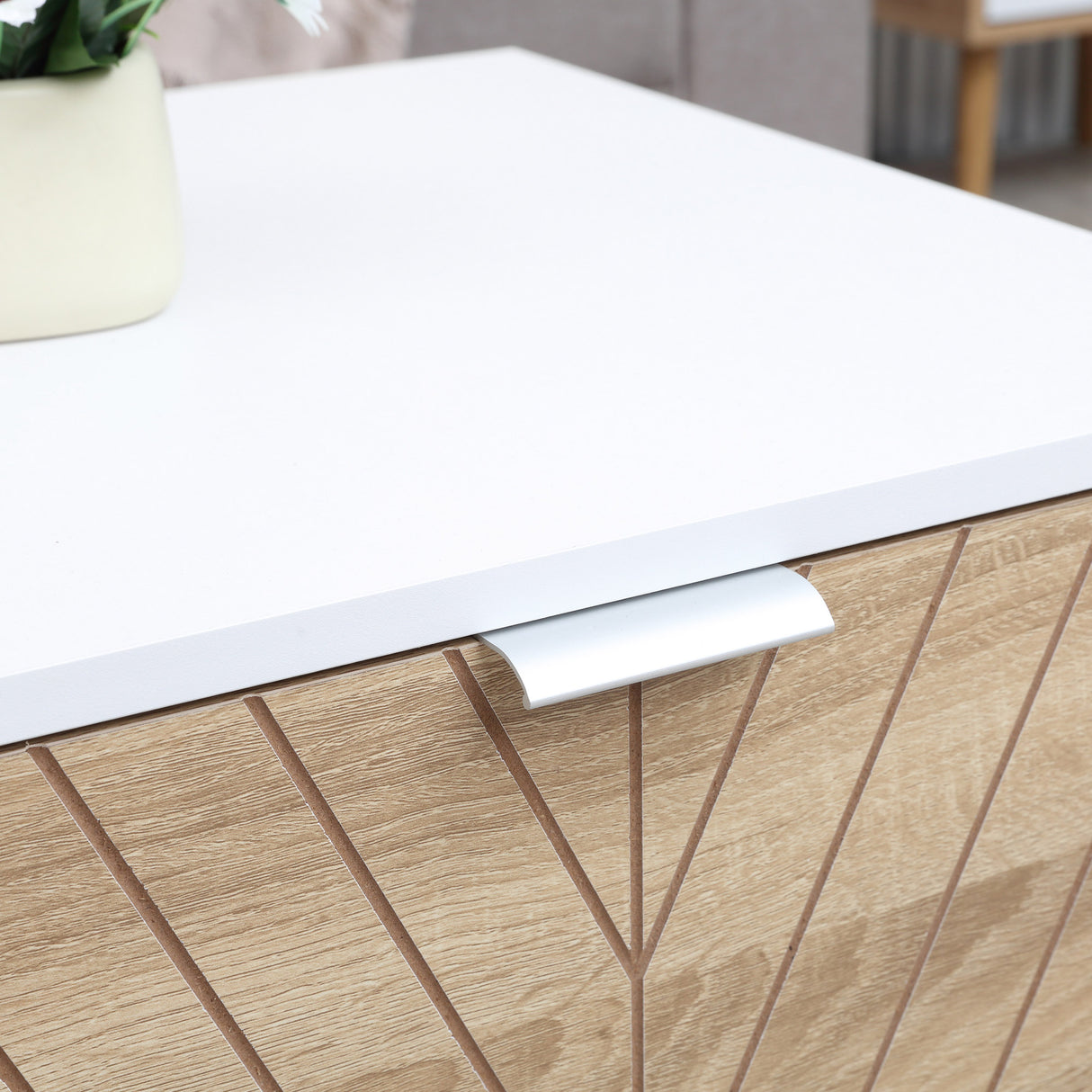 easycomfort easycomfort tavolino da salotto rettangolare con cassetti in legno e metallo 100x50x40cm bianco