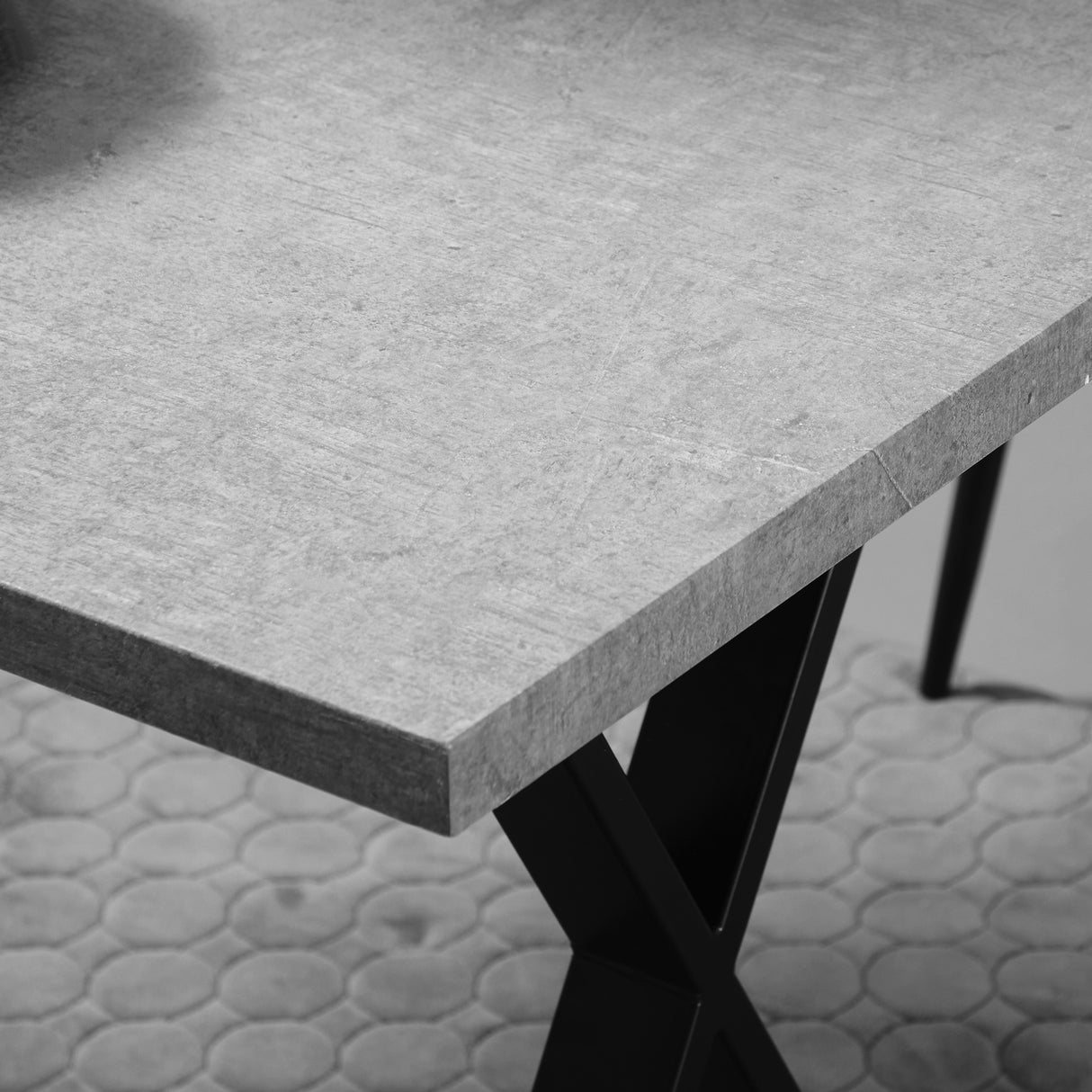 easycomfort easycomfort tavolo da pranzo 4 persone con piano effetto roccia e gambe in acciaio 120x70x76cm