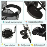 easycomfort easycomfort triciclo passeggino 2 in 1 pieghevole per bambini 18 mesi con maniglione