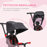 easycomfort easycomfort triciclo per bambini con maniglione 3 in 1 e tettuccio regolabile eta 18 48 mesi rosso