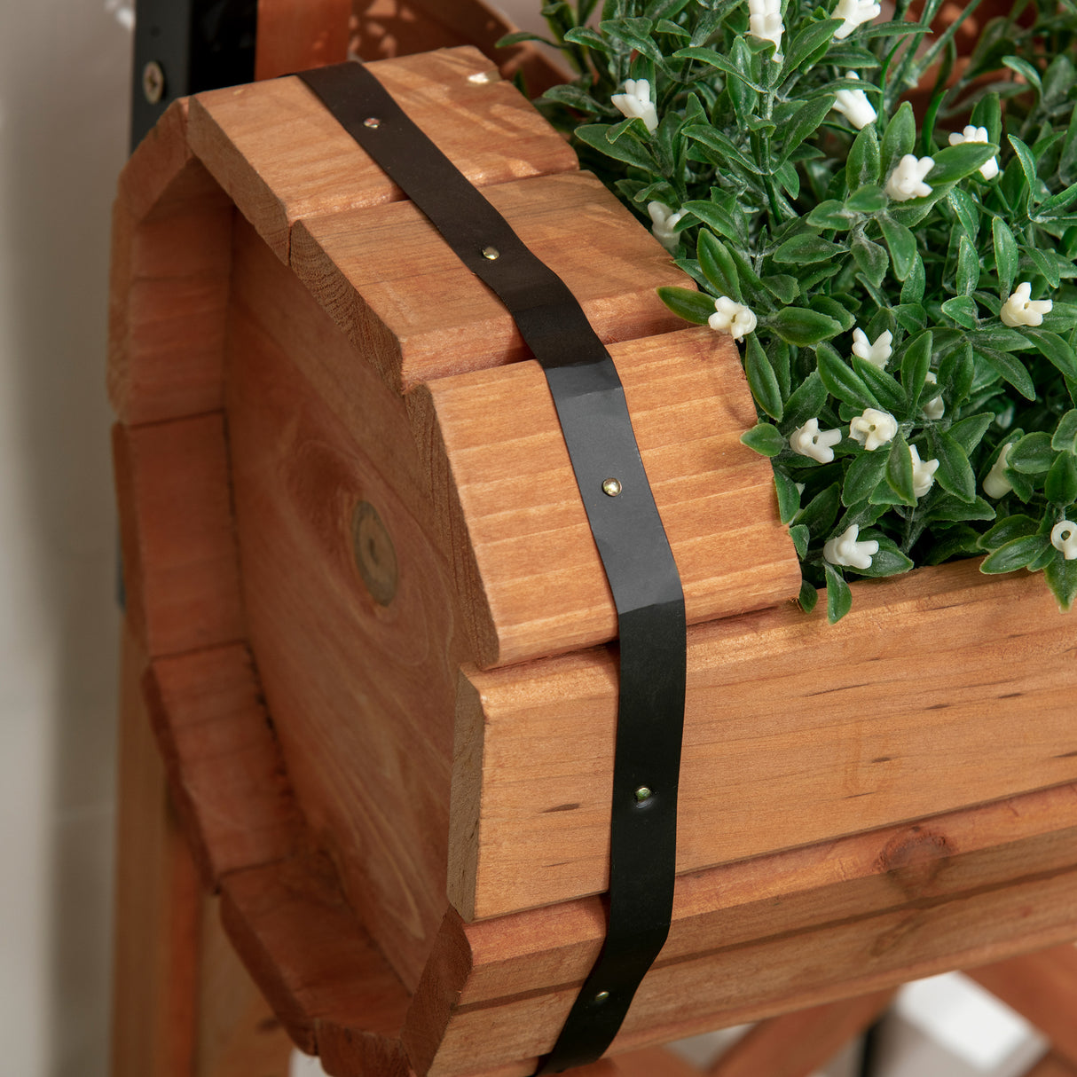 easycomfort easycomfort 3 fioriere da esterno a mezza botte in legno di abete marrone con grigliato per rampicanti 45x35x150 cm