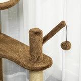 easycomfort easycomfort albero tiragraffi per gatti con pali in corda sisal casetta e cuscino rivestimento in peluche altezza 87cm caffe
