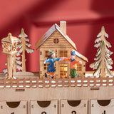 easycomfort easycomfort calendario avvento di natale rettangolare con motivi a tema e 12 luci a led 22x9x30 cm in compensato arancione