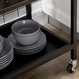easycomfort easycomfort carrello da cucina a 3 livelli con 2 ruote cesto estraibile e vassoio 75x43 5x91 cm color legno e nero