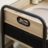 easycomfort easycomfort carrello da cucina a 4 livelli con cassetto e vassoi portavivande legno e acciaio 45x35x79 5cm