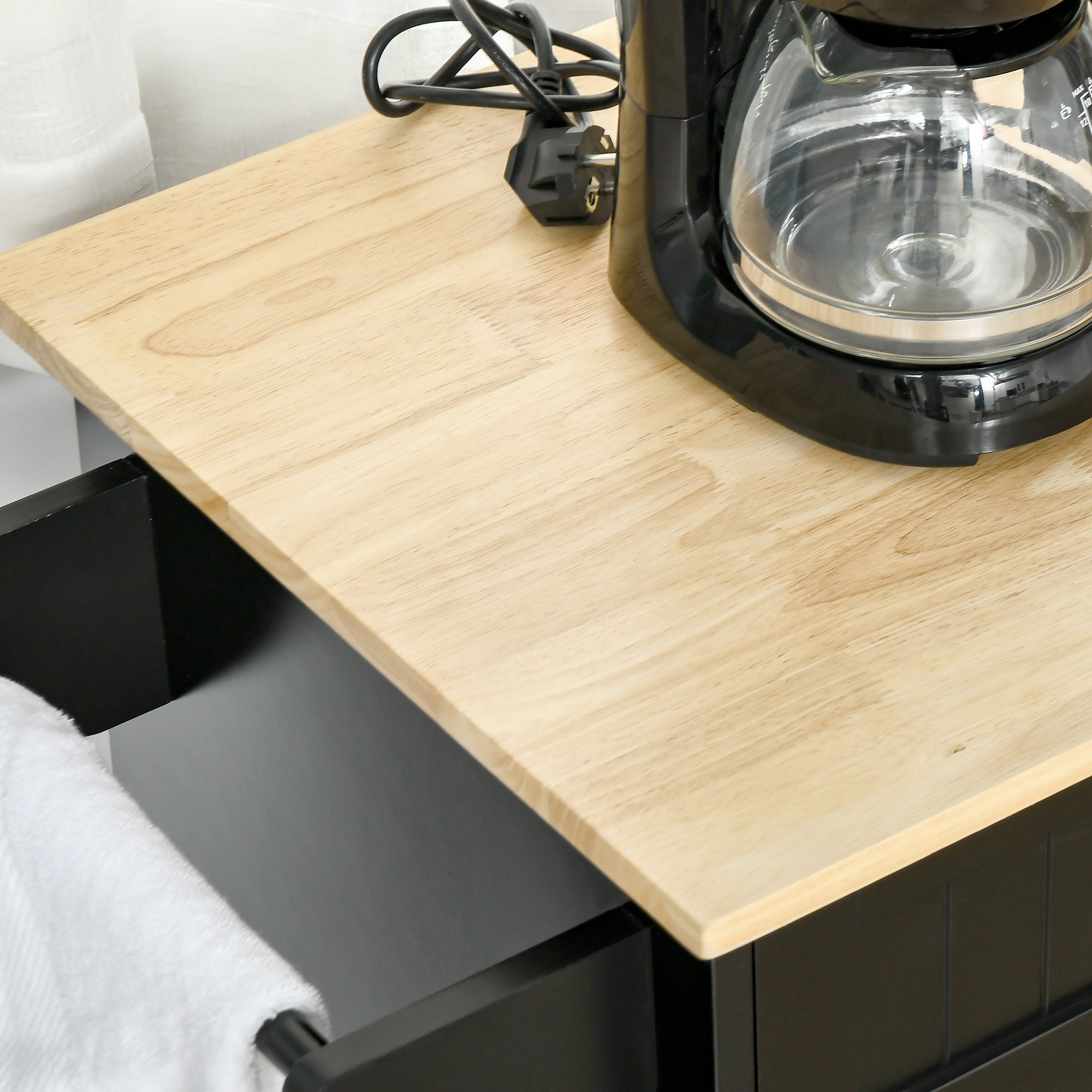 EASYCOMFORT Carrello da Cucina in Legno con 2 Cassetti, Armadietto