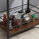 easycomfort easycomfort carrello da cucina portavivande con ruote girevoli in acciaio e legno 62x40x75cm