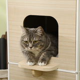 easycomfort easycomfort casetta per gatti a 3 piani con tiragraffi e superficie recintata 40x40x84 cm color legno e bianco