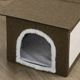 easycomfort easycomfort casetta per gatti con 2 porte pallina da gioco cuscino e tappetino tiragraffi 65x41x45 5 cm