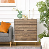 easycomfort easycomfort cassettiera 4 cassetti con maniglie e piedini dorati in legno bianco e noce