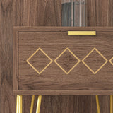 easycomfort easycomfort comodini moderni set 2 pezzi in truciolato e acciaio con cassetto 39 5x41x49 cm marrone