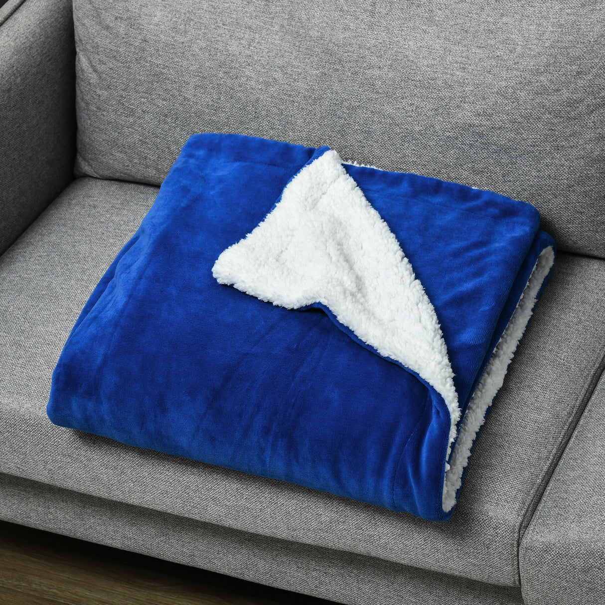 easycomfort easycomfort coperta double face in flanella 220 gsm e sherpa 260 gsm per interno ed esterno 203x152x0 5 cm blu scuro
