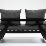 easycomfort easycomfort divano letto singolo con braccioli regolabili su 3 posizioni in tessuto e legno nero e grigio