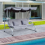 easycomfort easycomfort dondolo reclinabile 3 posti con tetto in poliestere grigio