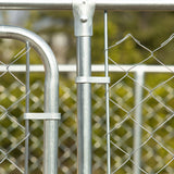 easycomfort easycomfort kennel per cani da esterno a maglie con porta con blocco in acciaio 400x400x182cm argento