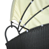 easycomfort easycomfort lettino prendisole conchiglia con poggiapiedi e tenda parasole in pe rattan nero