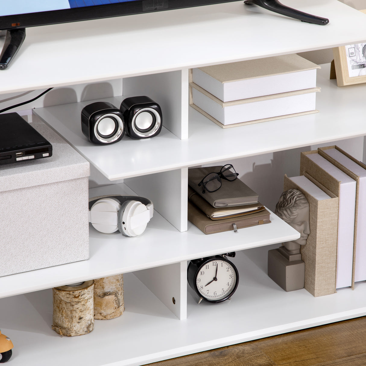 easycomfort easycomfort mobile porta tv da 32 55 con ripiani aperti in mdf 120x40x60cm bianco