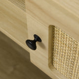 easycomfort easycomfort mobile porta tv fino 60 in legno e rattan stile boho con 2 armadietti 50x39x48 3cm naturale