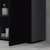 easycomfort easycomfort mobile sottolavabo bagno in legno con armadietto 2 ante 60x30x60cm nero