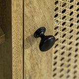 easycomfort easycomfort mobiletto basso in rattan per ingresso e soggiorno con 2 armadietti e ripiano aperto a 2 livelli 120x38x76 2 cm