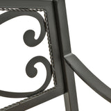 easycomfort easycomfort panchina da giardino a 2 posti in metallo e legno schienale decorato e braccioli 127x52x88cm nero