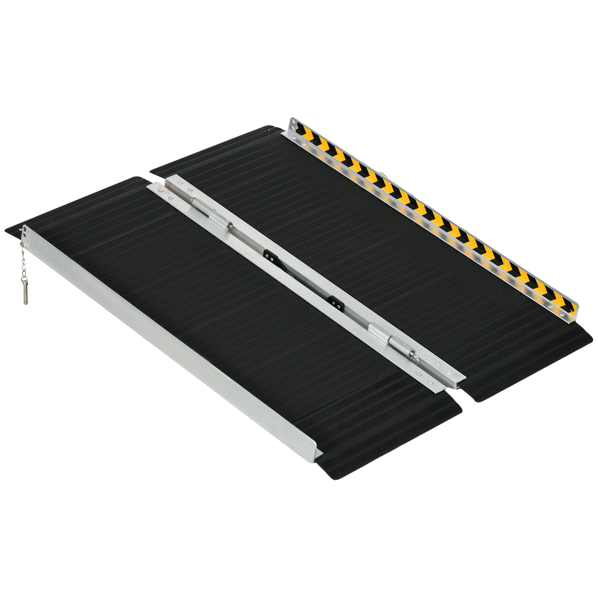 EASYCOMFORT Rampa per Sedia a Rotelle Pieghevole in Alluminio con  Deflettori e Adesivi, 122x73.6x5.1 cm, Nero