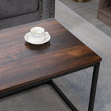 easycomfort easycomfort set 2 tavolini da caffe impilabili in stile industriale in legno e acciaio marrone e nero