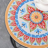 easycomfort easycomfort set da giardino 2 tavoli da giardino in metallo e ceramica con piano a mosaico 41x53cm e 36x49 5cm