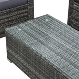 easycomfort easycomfort set da giardino 4 pezzi in rattan pe e acciaio con divano 2 poltrone e tavolino da caffe grigio