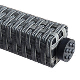 easycomfort easycomfort set da giardino 7 pezzi tavolo in acciaio e 6 sedie in legno e rattan con cuscini grigio