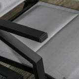 easycomfort easycomfort set da giardino con 2 sedie a sdraio reclinabili imbottite e tavolino in vetro grigio