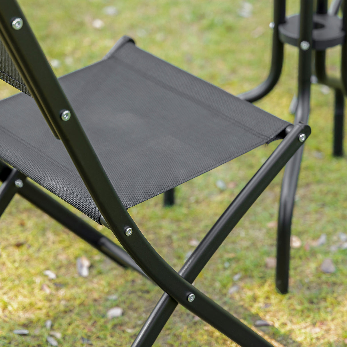 easycomfort easycomfort set da giardino da 3 pezzi con 2 sedie pieghevoli e tavolino in vetro temperato per esterni nero