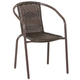 easycomfort easycomfort set tavolo pieghevole e 2 sedie da giardino in acciaio e rattan pe marrone