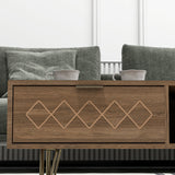 easycomfort easycomfort tavolino da caffe con 2 ripiani aperti e 2 cassetti in truciolato e metallo 95x62x36 5 cm