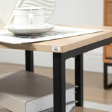 easycomfort easycomfort tavolino da caffe con mensola inferiore in acciaio e legno 45x35x48cm