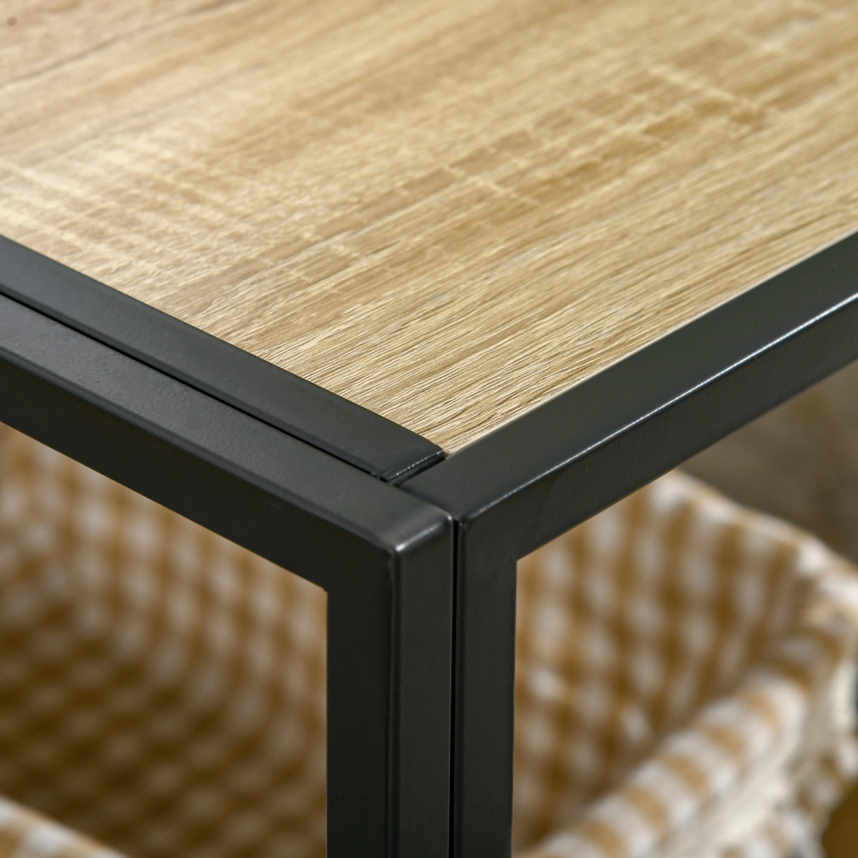 easycomfort easycomfort tavolino da caffe in stile industriale a 3 ripiani in mdf e acciaio 120x60x46cm